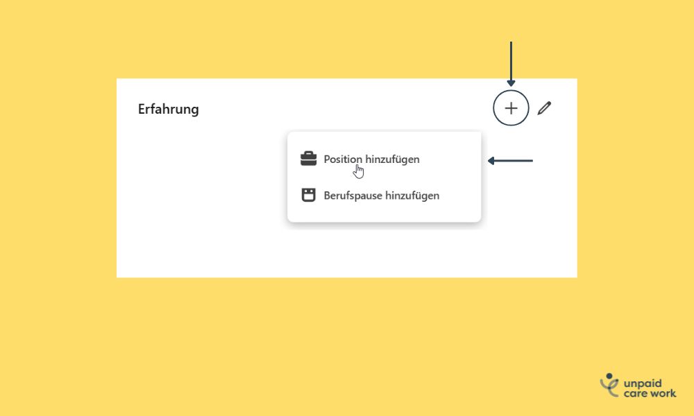 Screenshot des Abschnitts von Erfahrung bei Klick auf das Plus-Zeichen