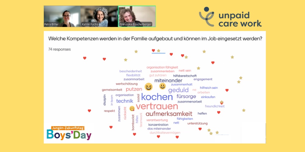 Screenshot der Interaktion mit Wortwolke zu Kompetenzen
